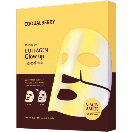 EQQUALBERRY Collagen Glow Up Hydrogel Mask 4Sheets