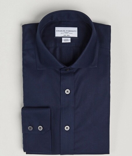 Charles Tyrwhitt Slim Fit Non Iron Cotton Twill Shirt Navy