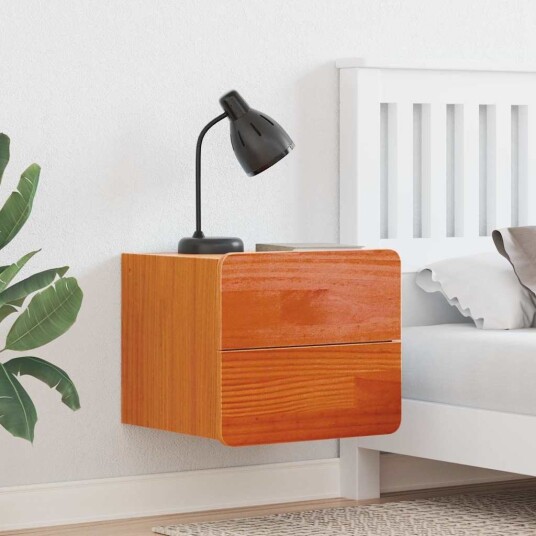 Nattbord med skuff 2 pcs Brun 39 x 34 x 33 cm Heltre furu