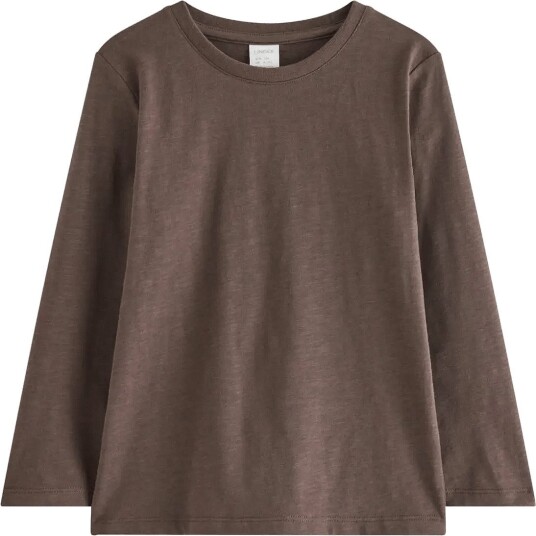 Lindex Long Sleeved Top In Slub Jersey Brown 92