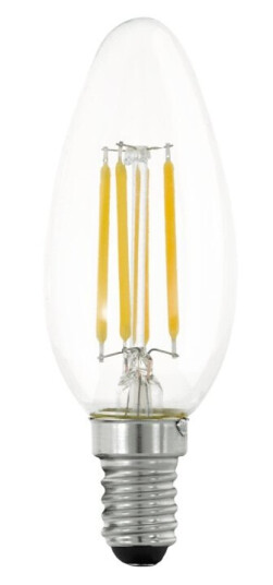 Eglo Led-Filamentlyspære Form: C35 E14 4.5 W Ekvivalent 40 Klasse F Varmt Hvitt Lys 2700 K Gjennomsiktig Eglo Led-Filamentlyspære Form: C35 E14 4.5 W Ekvivalent 40 Klasse F Varmt Hvitt Lys 2700 K Gjennomsiktig