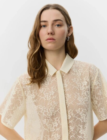 Sofie Schnoor Carmelasw Crochet Lace Shirt Cream 34