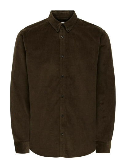 ONLY & SONS Onsmichael 18W Reg Cord Stretch Ls Noos - Khaki green - S
