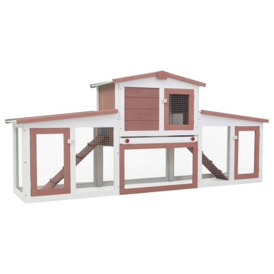 Vidaxl Stort Utendørs Kaninbur Brun Og Hvit 204X45X85 cm Tre Vidaxl Stort Utendørs Kaninbur Brun Og Hvit 204X45X85 cm Tre