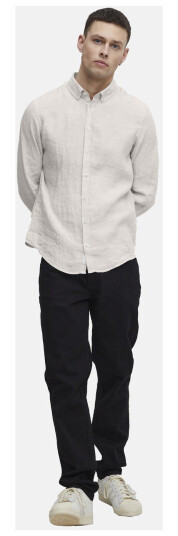 Casual Friday Anton Bd Ls Linen Shirt Chateau Gray L Langarmede Skjorter