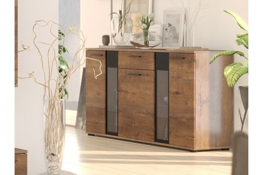 Komoda + LED Leagreen 140 cm Tre/natur
