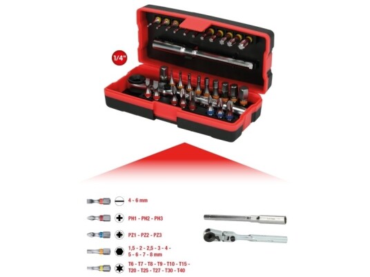 Ks Tools 31-delt Skrutrekkerbits Sett i Kromvanadiumstål med Sekskantet Design
