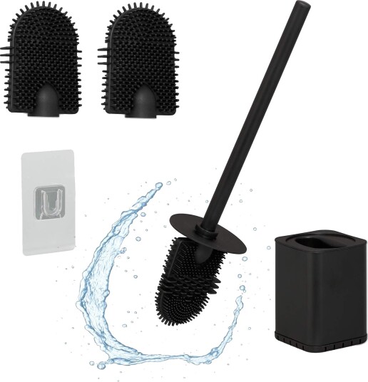 Flat toalettbørste med veggmontert holder – Hygienisk rengjøring