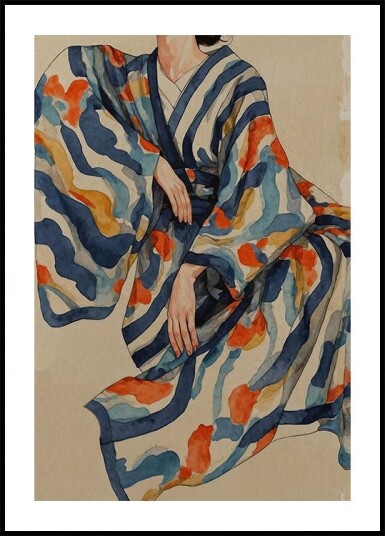 Flowing Kimono Patterns Plakat / 40x50cm