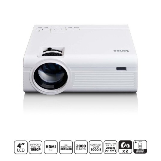 Lenco Projektor LPJ-280WH 2800 ANSI Lumen Hvit