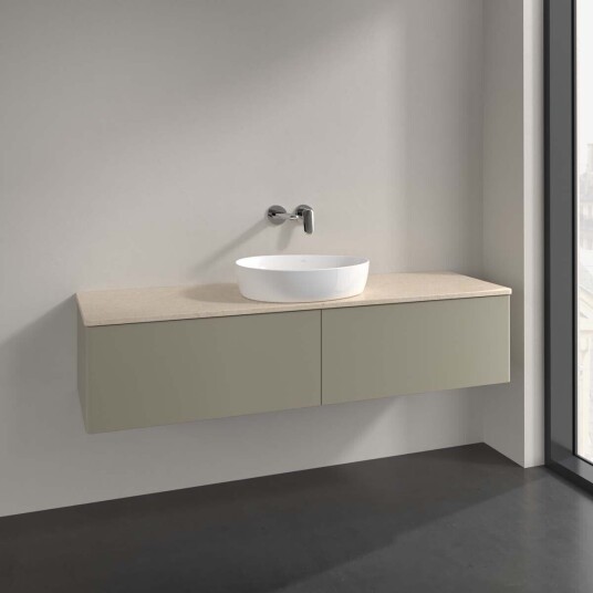 Villeroy & Boch Antao Servantskap med 2 skuffer 160x50x36 cm m/lys Steingrå/Crème