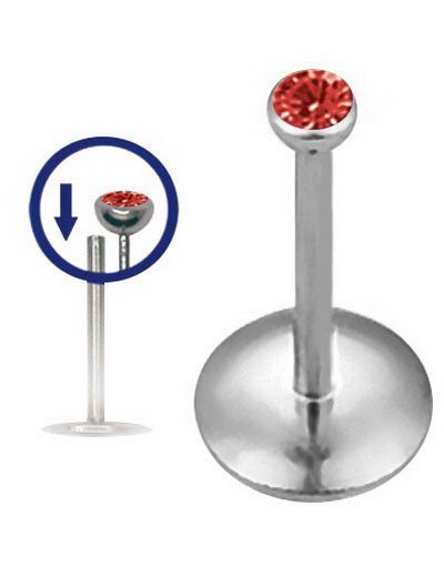 Labret med Rød Sten 0,8 x 8 mm