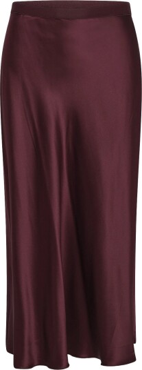 Ahlvar Gallery Hana Satin Silk Skirt BURGUNDY XS