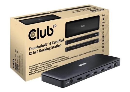 Club 3D 12-in-1 - docking station - USB-C / USB4 / Thunderbolt 3 / Thunderbolt 4 - 2 x HDMI DP Thunderbolt 4 - 2.5GbE Club 3D 12-in-1 - docking station - USB-C / USB4 / Thunderbolt 3 / Thunderbolt 4 - 2 x HDMI DP Thunderbolt 4 - 2.5GbE