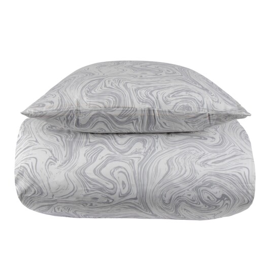 Borg Living Sateng sengesett - 100% Bomullssateng - Marble light grey - 150x210 cm