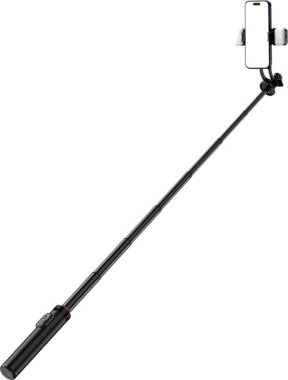 Selfie Stick Hurtel Selfie Stick Wc12yds Teleskopstativ 1,3 M I Aluminium Med Dobbel Lampe Og Telefonholder - Svart