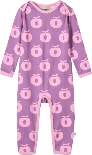 Småfolk Ulm Long Sleeved Baby Suit With Apples Purple 86