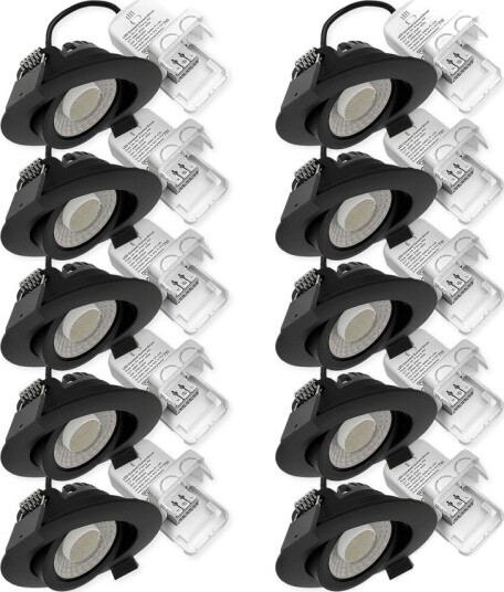 Ledlife 10x 7W lavprofil innfellingsspot RA96 DimToWarm+CCT Hull: Ø6,8 cm sort kant dimbar Dimbar : Dimbar Farge på huset : Svart