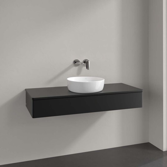 Villeroy & Boch Antao Servantskap med 1 skuff 120x50x19 cm u/lys Sort Matt Villeroy & Boch Antao Servantskap med 1 skuff 120x50x19 cm u/lys Sort Matt
