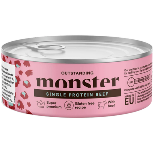 Monster Pet Food Cat Adult Single Beef På Boks 100 G X 12 Katt Kattefôr & Kattemat Våtfôr Og Våtmat