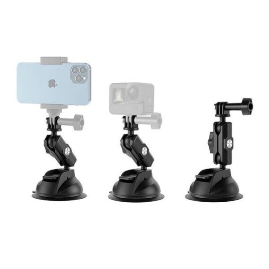 TELESIN Universal sugekoppholder med telefonholder og feste for actionkamera TE SUC 012