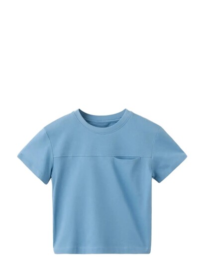 Mango Basic Pocket T Shirt   Blue   4 5