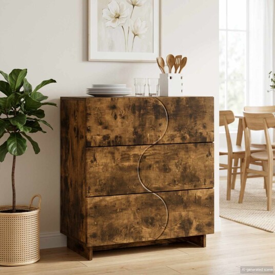 vidaXL Skjenk Røkt Eik 70 x 38 x 75 cm Konstruert tre