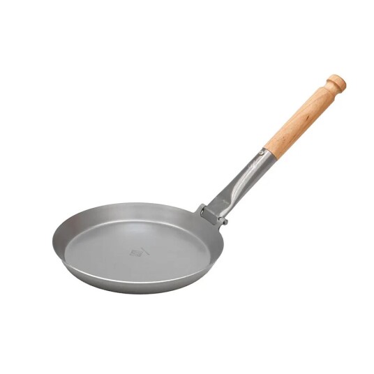 Stabilotherm Camping Frying Pan Folding Handle 21 cm, Steel/Wood