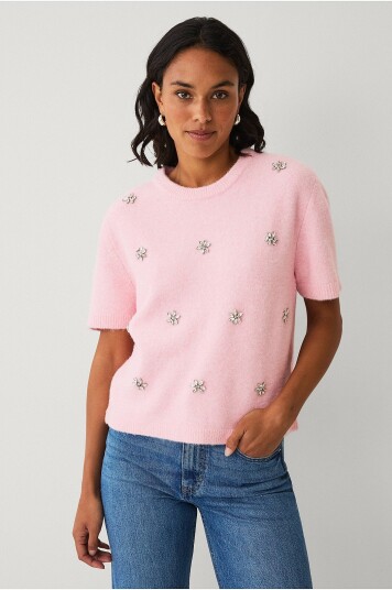 Ellos Collection Kortermet strikket genser Rosa Ellos Collection Kortermet strikket genser Rosa