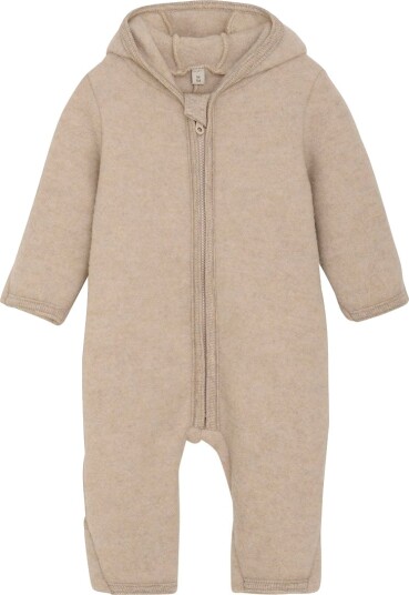 Huttelihut Camel Melange Pram Suit Ears Wool Fleece (S) 56 Huttelihut Camel Melange Pram Suit Ears Wool Fleece (S) 56