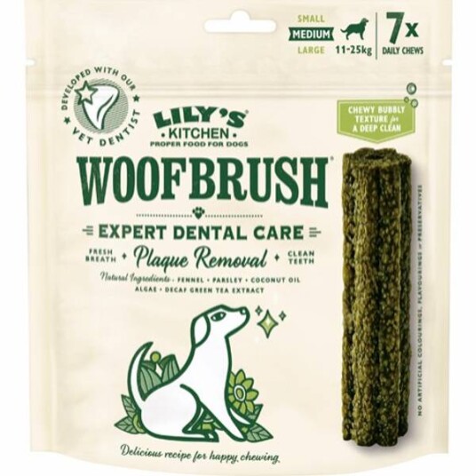 Lily's Kitchen Woofbrush Dental Chew Dentalastick til hund Medium (7 x 28g) Lily's Kitchen Woofbrush Dental Chew Dentalastick til hund Medium (7 x 28g)