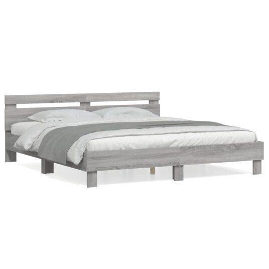 vidaXL Sengeramme med hodegavl grå sonoma 180x200 cm konstruert tre 8721012246218