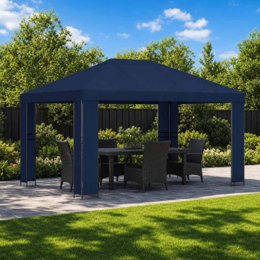 vidaXL Paviljong 4 × 3 m Blå Polyester og stål 190 gsm