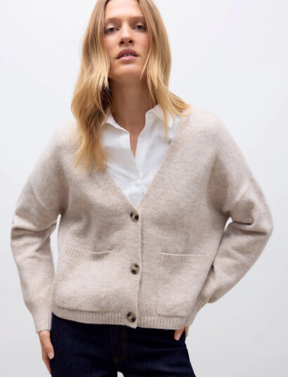 Vero Moda Awgemma Ls V-Neck Knit Cardigan Noos - Cream - M