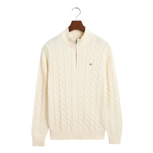 Kabelstrikket genser med half-zip til ungdom CREAM 146/152