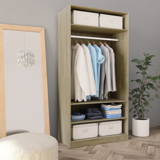 vidaXL Garderobe sonoma eik 100x50x200 cm sponplate