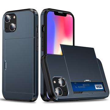 iPhone 15 Hybrid-deksel med Skyvekortholder Mørkeblå