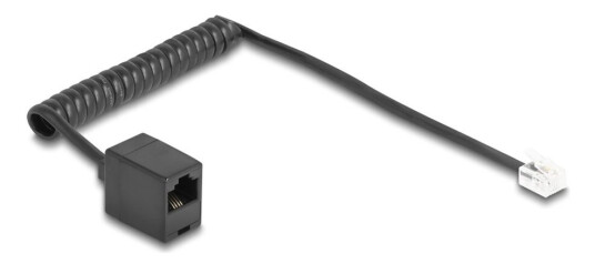 Delock Telefonkabel Rj-11 Hann Til Rj-45 Hunn 1 M 4.8 Mm Rullet Sammen Gullbelagte Kontakter Svart