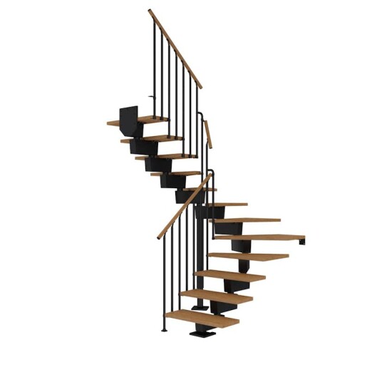 Dolle Dubai U trapp Svart 9005 classic Iii oljeret Eik 80 12 Loddret Høyde 221 273cm