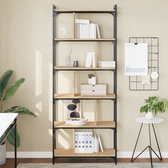 Bokhylle 6 etasjer sonoma eik 76x32x192 cm konstruert tre Bokhylle 6 etasjer sonoma eik 76x32x192 cm konstruert tre