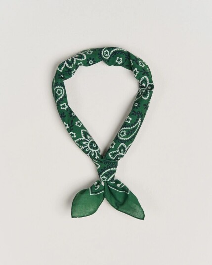 Drake's Classic Paisley Bandana Green
