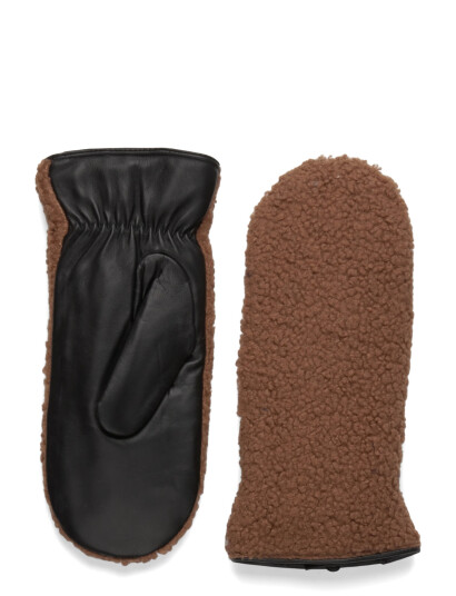 DEPECHE Mittens W. Sherpa Fleece - Brown - 7.5 DEPECHE Mittens W. Sherpa Fleece - Brown - 7.5