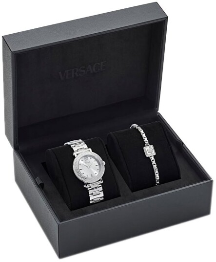 Versace Dameklokke VE9C00324 Greca Sølvfarget/Stål Ø35 mm Versace Dameklokke VE9C00324 Greca Sølvfarget/Stål Ø35 mm