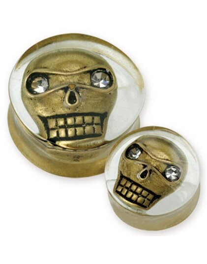 Aab Scary 3D Skull Gjennomsiktig Piercing Plugg Strl 12 mm