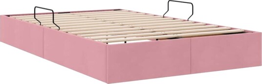 Seng med Oppbevaring med madrass Rosa 120 x 200 cm Fløyel