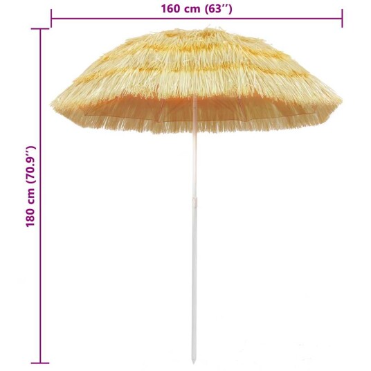 vidaXL Strandparasoll naturell 180 cm Hawaii-stil