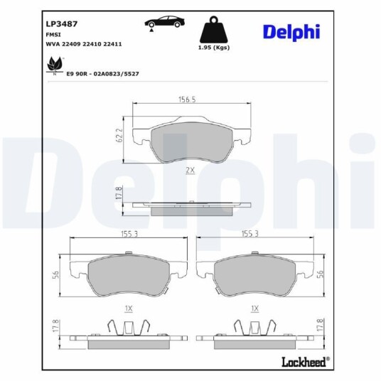 Bremseklosser DELPHI LP3487 Bremseklosser DELPHI LP3487