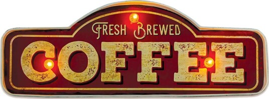 Vegglampe Telforceone Retro Metal Sign Led Nytraktet Kaffe Forever Light