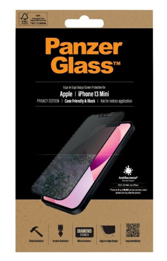PanzerGlass iPhone 13 Mini Skjermbeskytter med Personvernsfilter - Svart Kant