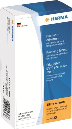 Herma Franking Labels Papir Matt Selv-Adhesiv Hvit 157 X 40 Mm 500 EtikettEr 500 Ark X 1 Merkelapper 4323